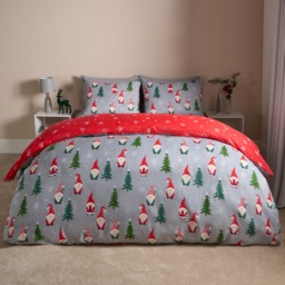 OHS Christmas Gonk Reversible Duvet Cover Set, Grey - Double - thumbnail 2