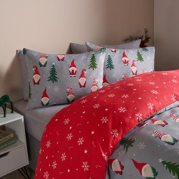 OHS Christmas Gonk Reversible Duvet Cover Set, Grey - Double - thumbnail 4
