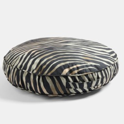 OHS Indoor/Outdoor Zebra Print Round Filled Cushion - Monochrome - thumbnail 3