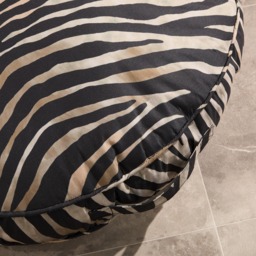OHS Indoor/Outdoor Zebra Print Round Filled Cushion - Monochrome - thumbnail 2