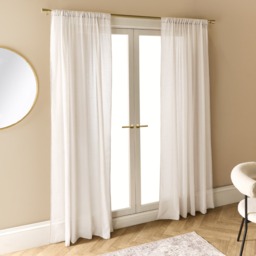 OHS Linen Look Slot Top Voile Curtains (Pair) - Ivory - thumbnail 2