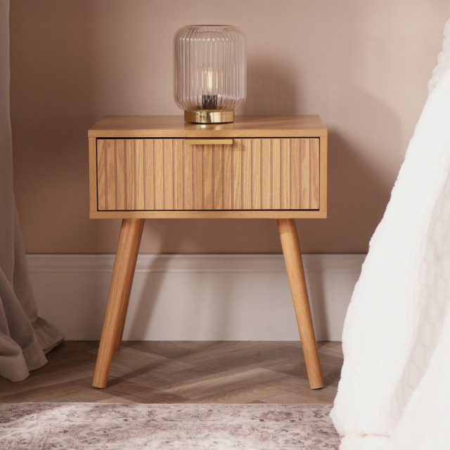 OHS Venice Ribbed Bedside Table - Natural Wood - image 1