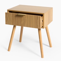 OHS Venice Ribbed Bedside Table - Natural Wood - thumbnail 5
