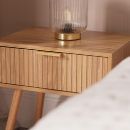 OHS Venice Ribbed Bedside Table - Natural Wood - thumbnail 2