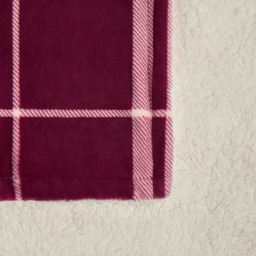 OHS Winsford Flannel Check Fleece Throw - Burgundy - thumbnail 4
