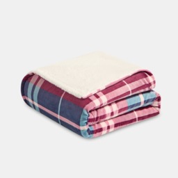 OHS Winsford Flannel Check Fleece Throw - Burgundy - thumbnail 3