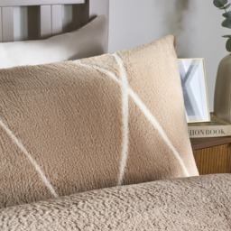 OHS Diamond Check Teddy Fleece Duvet Cover Set, Natural - King - thumbnail 3
