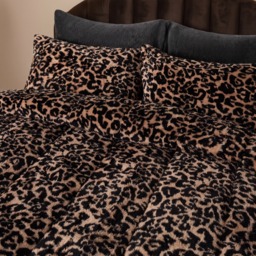 OHS Leopard Print Teddy Coverless 10.5 Tog Duvet Set, Natural - Double - thumbnail 2