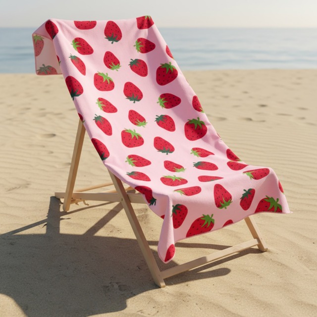 OHS Strawberry Print Beach Towel - Pink - image 1