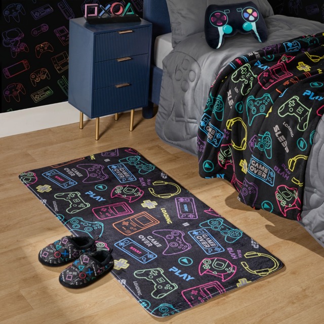OHS Kids Washable Supersoft Gaming Rug - Black - image 1