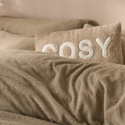 OHS Teddy Fleece Duvet Cover Set, Stone - Double - thumbnail 3