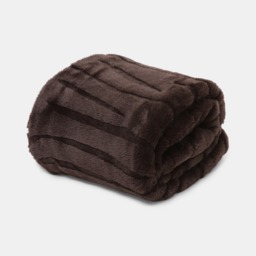 OHS Carved Faux Fur Throw - Coffee - thumbnail 2