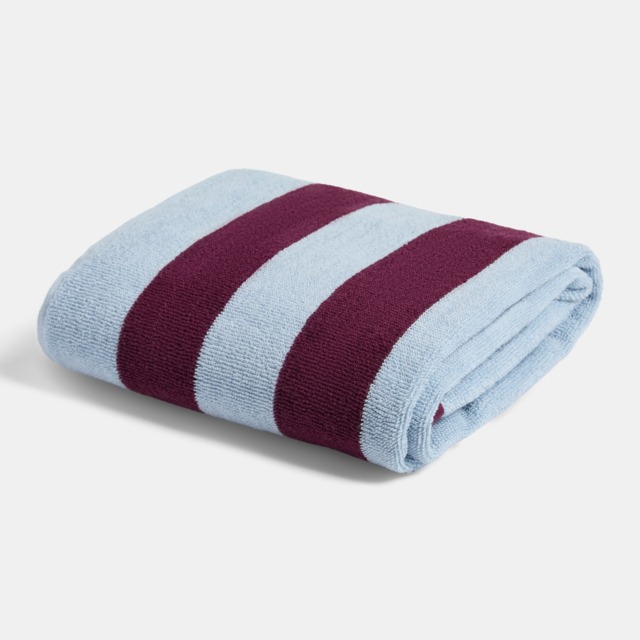 OHS 100% Cotton Jacquard Striped Bath Towel, Blue/Burgundy - 1PC - image 1