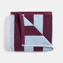 OHS 100% Cotton Jacquard Striped Bath Towel, Blue/Burgundy - 1PC - thumbnail 2