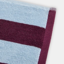 OHS 100% Cotton Jacquard Striped Bath Towel, Blue/Burgundy - 1PC - thumbnail 3
