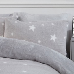 OHS Star Teddy Fleece Duvet Cover Set, Grey - King - thumbnail 3