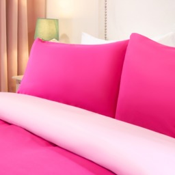 OHS Reversible Duvet Cover Set, Hot Pink/Pink - Single - thumbnail 2