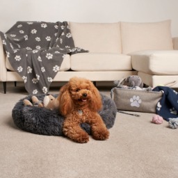 OHS Pet Paw Print Fleece Throw - Charcoal Grey - thumbnail 3