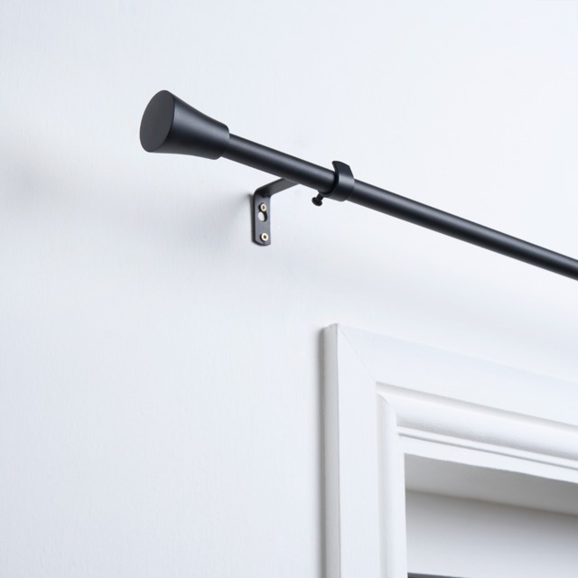 OHS 16mm Extendable Trumpet Curtain Pole, Black - 120-220cm - image 1