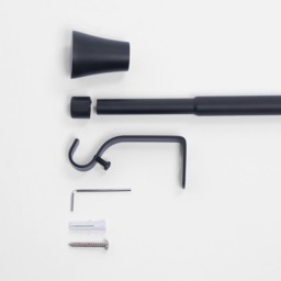 OHS 16mm Extendable Trumpet Curtain Pole, Black - 120-220cm - thumbnail 3