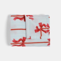 OHS Bow Print Fleece Throw - Blue/Red - thumbnail 3