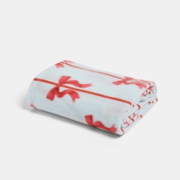 OHS Bow Print Fleece Throw - Blue/Red - thumbnail 2