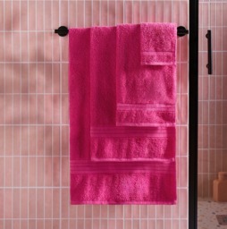 OHS 100% Cotton Hand Towel , Pink - 1PC - thumbnail 3
