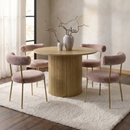 OHS Natural Fur Dining Chair - Mink/Gold - thumbnail 2