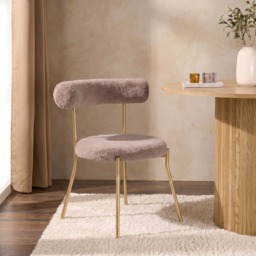 OHS Natural Fur Dining Chair - Mink/Gold - thumbnail 1