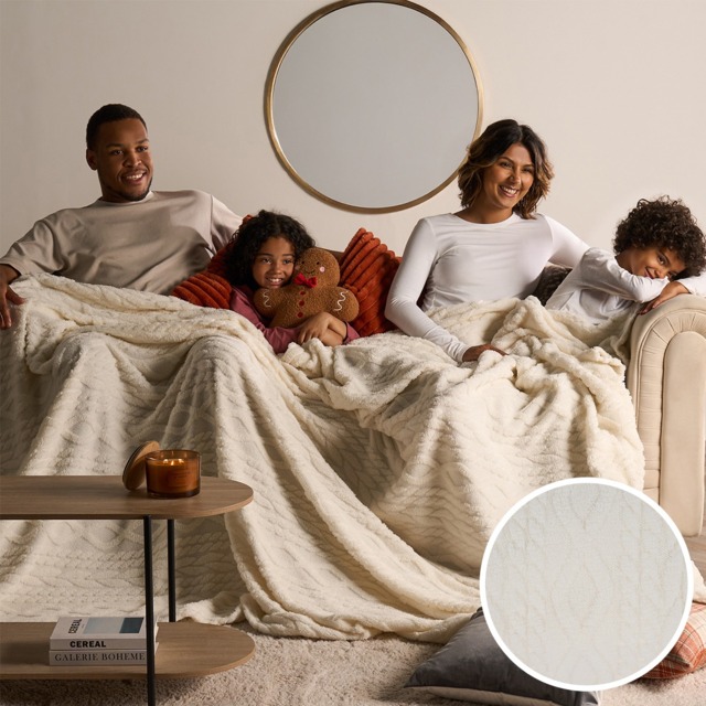 OHS Cable Knit Family Throw - Cream - image 1