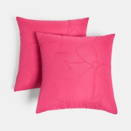 OHS Bow Print Quilted Cushion Covers, Hot Pink - 45 x 45cm - thumbnail 4