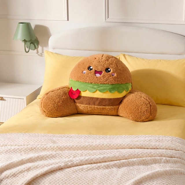 OHS Hammy The Hamburger Cuddle Cushion - Brown - image 1
