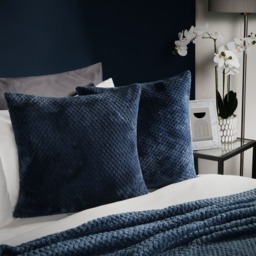 OHS 2 Pack Waffle Fleece Cushion Covers, Navy - 45 x 45cm - thumbnail 1