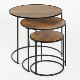 OHS Manhattan Nest of 3 Round Side Tables - Dark Wood - thumbnail 3