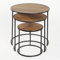 OHS Manhattan Nest of 3 Round Side Tables - Dark Wood - thumbnail 5