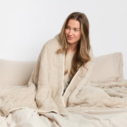 OHS Teddy Fleece 10kg Weighted Blanket, Natural - 150 x 200cm