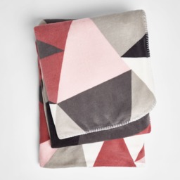 OHS Shapes Geo Print Sherpa Throw - Blush - thumbnail 3