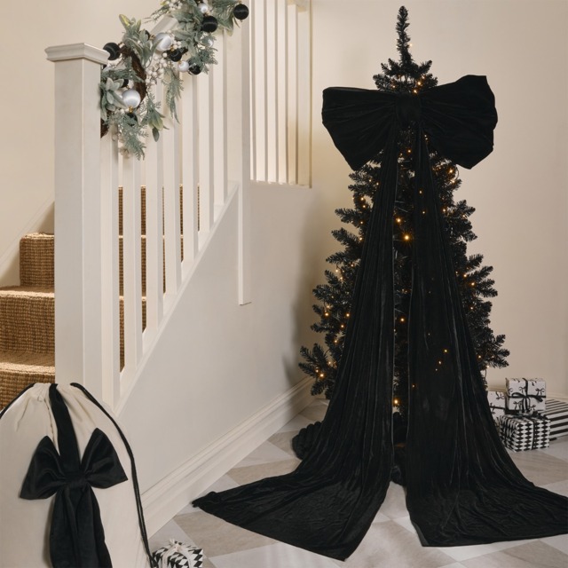 OHS Velvet Christmas Tree Bow - Black - image 1