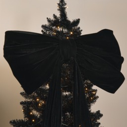 OHS Velvet Christmas Tree Bow - Black - thumbnail 2