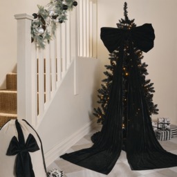 OHS Velvet Christmas Tree Bow - Black