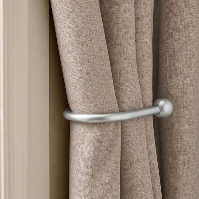 OHS 2 Pack Curtain Rod Tie Backs - Silver - image 1