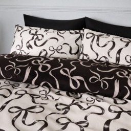 OHS Ribbon Bow Print Duvet Cover Set, Monochrome - Single - thumbnail 2