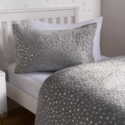 OHS Metallic Stars Fleece Duvet Set, Grey - Single - thumbnail 3