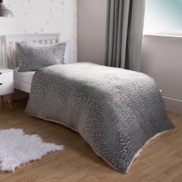 OHS Metallic Stars Fleece Duvet Set, Grey - Single - thumbnail 2