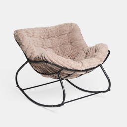 OHS Ribbed Faux Fur Rocking Chair - Natural - thumbnail 3