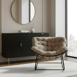 OHS Ribbed Faux Fur Rocking Chair - Natural - thumbnail 1