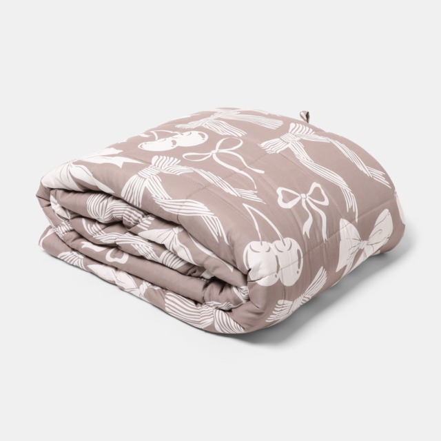 OHS Bow Print Supersoft Weighted Blanket, Natural - 8kg - image 1