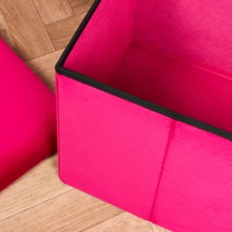 OHS Matte Velvet Foldable Rectangle Storage Ottoman -  Hot Pink - thumbnail 3