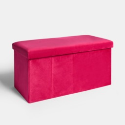 OHS Matte Velvet Foldable Rectangle Storage Ottoman -  Hot Pink - thumbnail 4