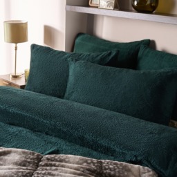 OHS Teddy Fleece Duvet Cover Set, Forest Green - Double - thumbnail 4